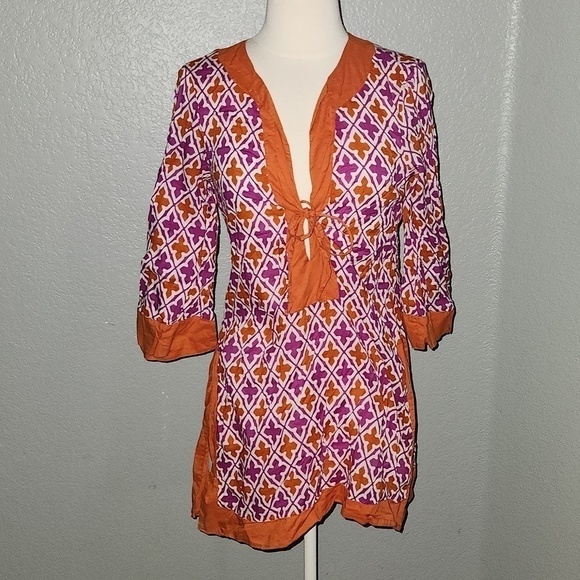 Banana Republic Tops - Banana Republic Orange/Purple Swimsuit Cover up or Tunic Size Small